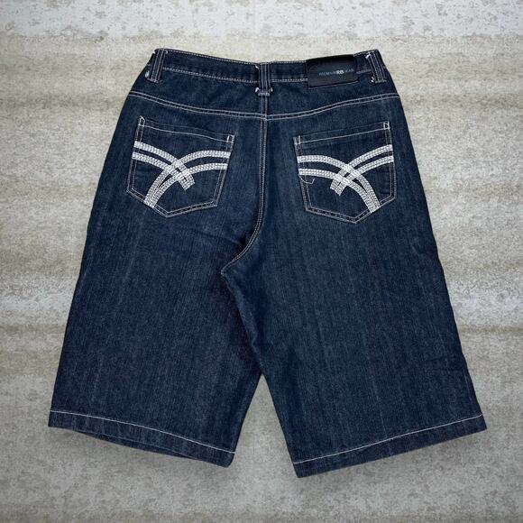 Raw Blue Other - Vintage Y2K Skater Jean Shorts 34x14 Baggy Wide Leg Smoke Black Wash Denim